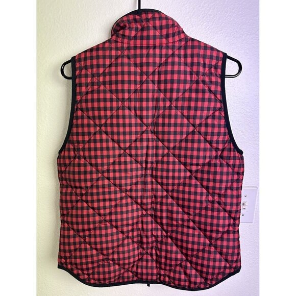 J. Crew women’s Red checked Quilted puffer vest with front pockets Size S New - Picture 12 of 12